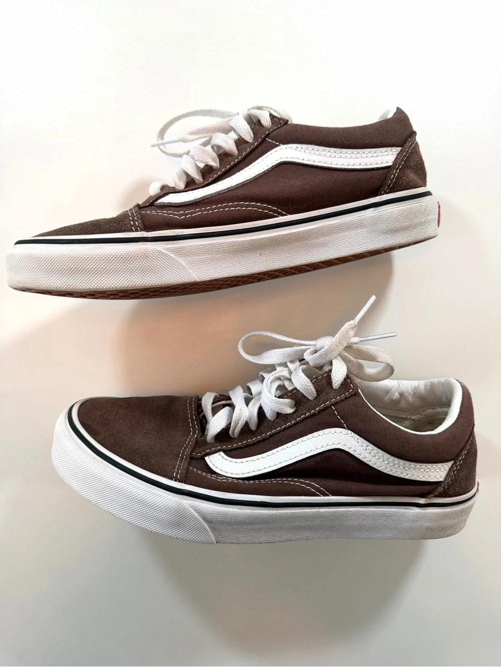 Vans Brown Suede Canvas Old Skool Sneakers 7.5 Skate Low Top Classic Streetwear - Picture 3 of 16